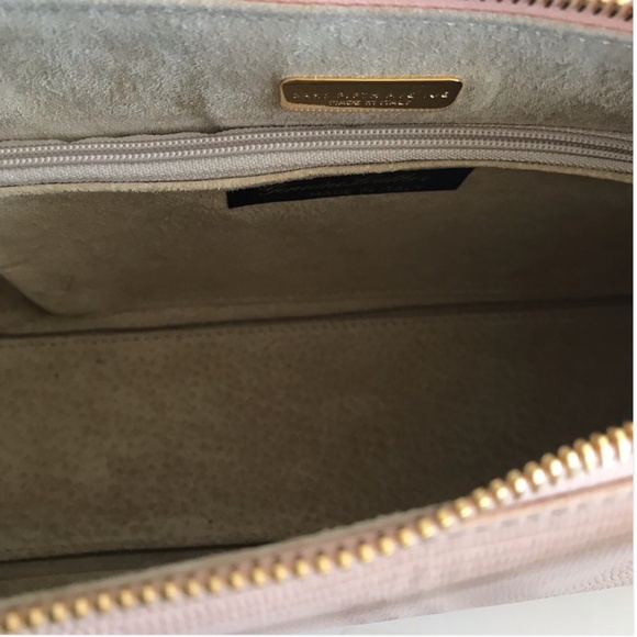 Vintage Rare Saks Fifth Avenue Leather Shoulder bag Lizard Textured Italy Peach - Picture 4 of 10